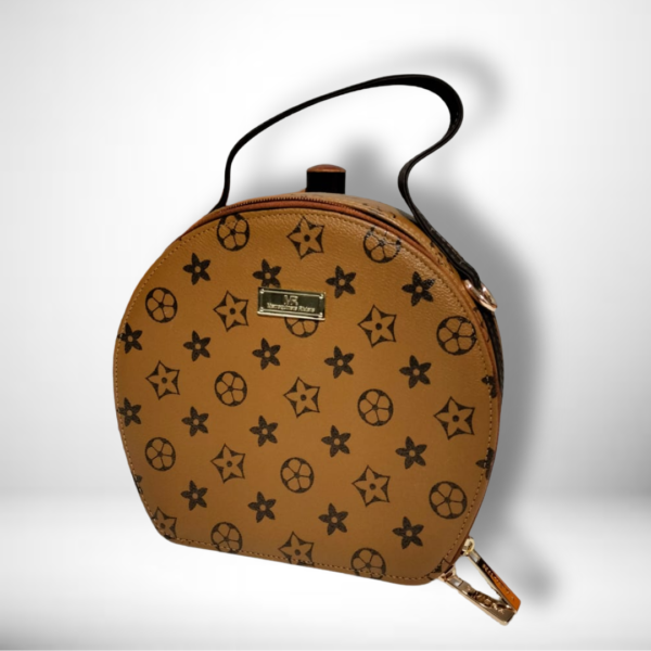 BOLSO REDONDO CON MANIJA EN CUERO B-4016-C